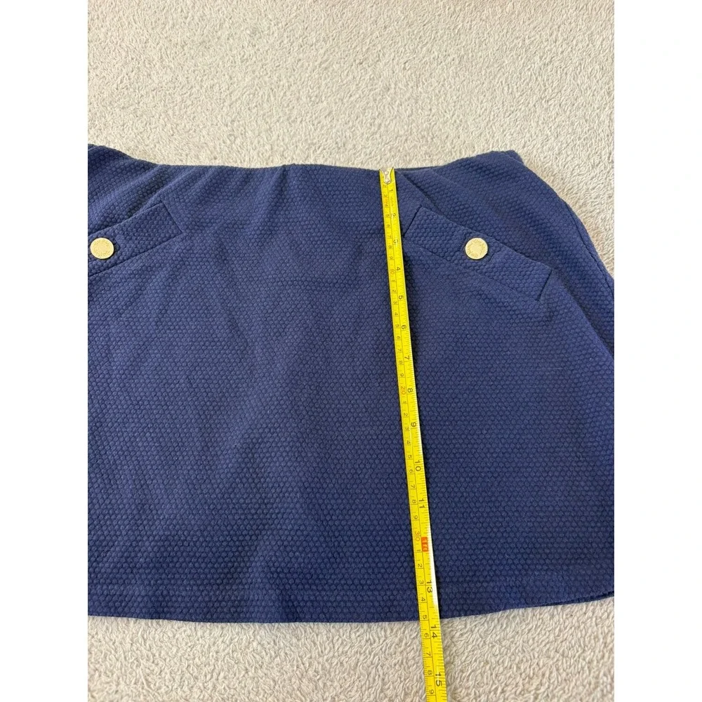 Lilly Pulitzer Madison Navy Textured Knit Skort Medium Gold Button Mini Pull On